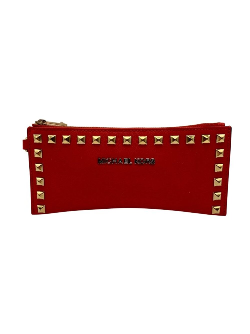 Michael Kors Red Saffiano Leather Selma Stud Wallet